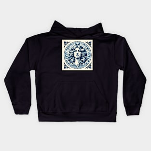 Delft Tile With Woman Face No.2 Kids Hoodie